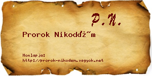 Prorok Nikodém névjegykártya